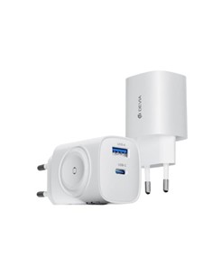 DEVIA Cargador Red Ultra1 Usb A Y Tipo C Inalambrico 2 en 1 GaN 22W Blanco