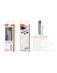 MTK Adaptador 8 En 1 Tipo C A Tipo C/H,Hdmi,2XUsb 2.0,SD,TF RJ45 TG7328