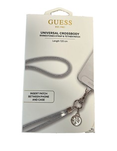 GUESS Colgante Universal Para Smartphones Crossbody 1.20cm Rhinestones Con Brillantes Plateado