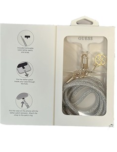 GUESS Colgante Universal Para Smartphones Crossbody 1.20cm Rhinestones Con Brillantes Plateado