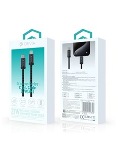 DEVIA Cable Datos Tipo C A Lightning PD 27W Gracious Series 3Mtrs Trenzado Nylon Negro