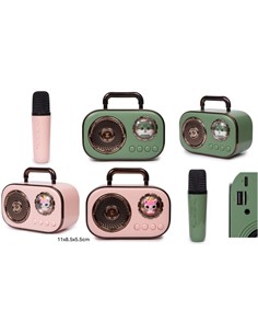 KOOLTECH Altavoz Karaoke Bluetooth Infantil MCKIDS Con Microfono Dos Colores Verde/Rosa