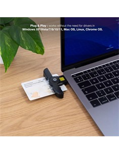 TOOQ Lector de Tarjetas Inteligentes DNI Usb C Negro TQR-3011B