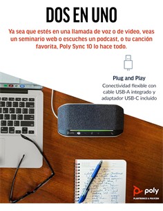 POLY Altavoz con Microfono Bluetooth SYNC 10 Con Tipo C Apto para Reuniones