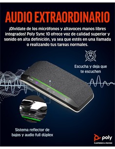 POLY Altavoz con Microfono Bluetooth SYNC 10 Con Tipo C Apto para Reuniones