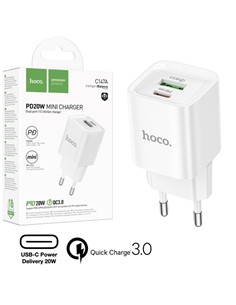 HOCO Adaptador Corriente Con 1xUsb/1xTipo 20W C147A Blanco