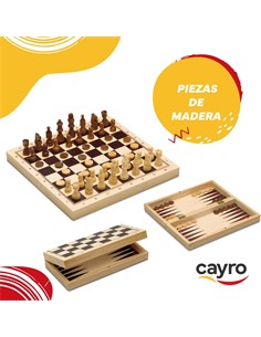 CAYRO Juego 3 en 1 Plegable Ajedrez/Damas/Backgammon 648