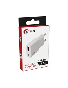 NIMO Cargador Red por Usb y Conector Tipo C 20W CAR433 Blanco