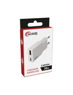NIMO Cargador Red por Usb y Conector Tipo C 30W CAR434 Blanco