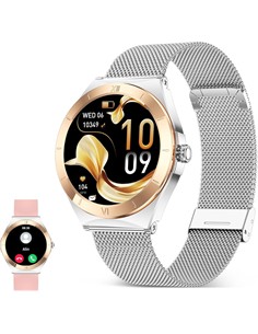 KSIX Reloj Smartwatch LYRA Plata  Monitor de Sueño, Llamadas.Notificaciones,Ritmo Cardiaco,Oximetro