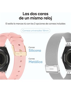 KSIX Reloj Smartwatch LYRA Plata  Monitor de Sueño, Llamadas.Notificaciones,Ritmo Cardiaco,Oximetro