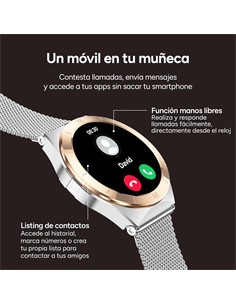 KSIX Reloj Smartwatch LYRA Plata  Monitor de Sueño, Llamadas.Notificaciones,Ritmo Cardiaco,Oximetro