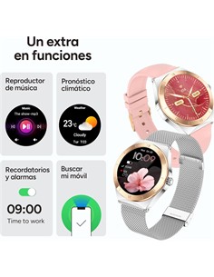 KSIX Reloj Smartwatch LYRA Plata  Monitor de Sueño, Llamadas.Notificaciones,Ritmo Cardiaco,Oximetro
