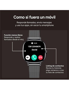 KSIX Reloj Smartwatch IRIA Negro Monitor de Sueño, Llamadas.Notificaciones,Ritmo Cardiaco,Oximetro