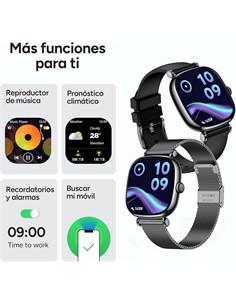 KSIX Reloj Smartwatch IRIA Negro Monitor de Sueño, Llamadas.Notificaciones,Ritmo Cardiaco,Oximetro