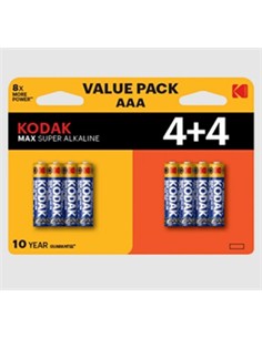 KODAK Pack 4+4 Pilas Alcalinas AAA Max