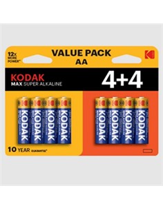 KODAK Pack 4+4 Pilas Alcalinas AA Max