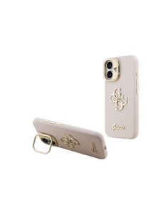 GUESS Funda IPHONE 17 Trasera Rigida Grained Rosa Logo Soporte Camara