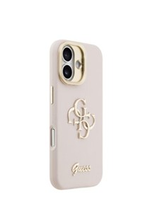 GUESS Funda IPHONE 17 Trasera Rigida Grained Rosa Logo Soporte Camara