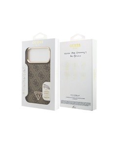 GUESS Funda IPHONE 17 Pro Trasera Rigida Marron Logo Triangulo Magsafe Con Soporte Camara
