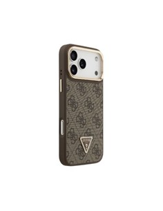 GUESS Funda IPHONE 17 Pro Max Trasera Rigida Marron Logo Triangulo Magsafe Con Soporte Camara