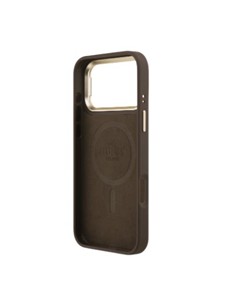 GUESS Funda IPHONE 17 Pro Max Trasera Rigida Marron Logo Triangulo Magsafe Con Soporte Camara