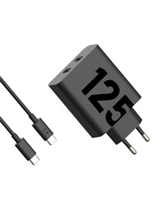 MOTOROLA Cargador Corriente 2xTipo C+Cable Datos Tipo C 125W Turbo Power125 Negro