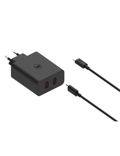 MOTOROLA Cargador Corriente 2xTipo C+Cable Datos Tipo C 125W Turbo Power125 Negro