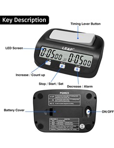 Reloj De Ajedrez Digital PVC Negro LT23 PQ9923