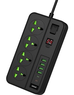 ANDOWL Regleta 4 Enchufes Con 4xUsb A/2xTipo C Q-PX990 3000W
