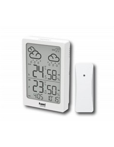 SAMI Estacion Barometrica LD-1123 Blanca con Sensor,Calendario,Temperatura Interior Exterior,Humedad
