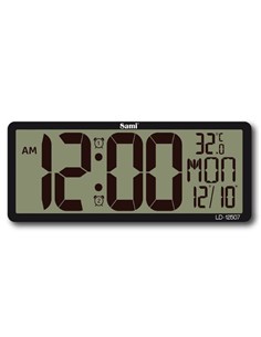 SAMI Reloj De Pared Y Sobremesa Digital XL LD-12507 Con Temperatura,Multi Idiomas Negro