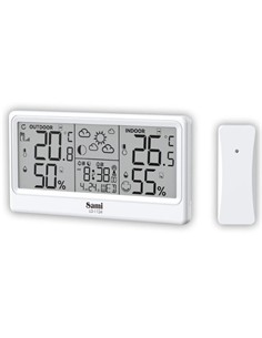 SAMI Estacion Barometrica LD-1124 con Sensor,Fase lunar,Calendario,Temperatura Interior Exterior,Hum