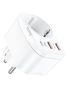 HOCO Enchufe 1 Toma Con 3xUsb+1xTipo C NS3 4000W Blanco