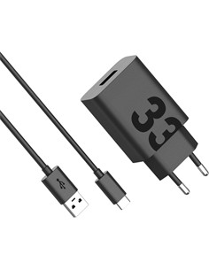 MOTOROLA Cargador Corriente Tipo C+Cable Datos Tipo C 33W Turbo Power33 Negro