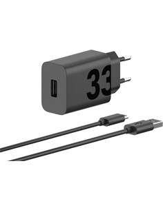 MOTOROLA Cargador Corriente Tipo C+Cable Datos Tipo C 33W Turbo Power33 Negro