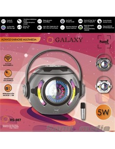 SAMI Altavoz Portatil Bluetooth Karaoke GALAXY RS-987 Usb,Luces Led,Con Microfono Inalambrico Colore