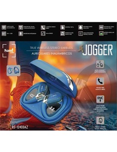 SAMI Auricular Bluetooth Soporte Oreja JOGGER RS-12433 Azul IPX4  Estuche de Carga Cancelacion Ruido