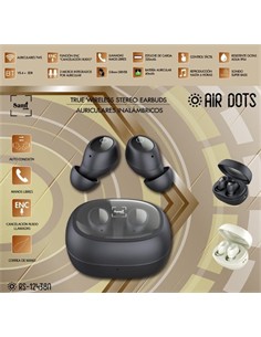 SAMI Auriculares Bluetooth AIR DOTS RS-12438 Con Estuche de Carga Blanco Cancelacion Ruido,IPX4