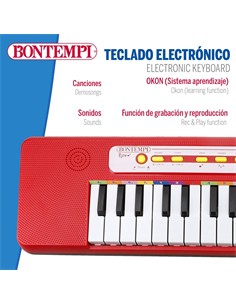 BONTEMPI Mini Piano 32 Teclas Electrico a Pilas 47.887