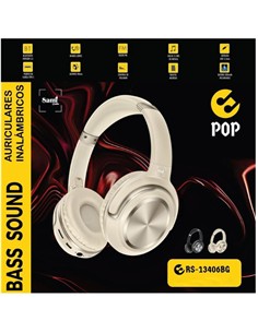 SAMI Auricular De Casco Bluetooth RS-13406 POP Beig Plegable Radio Fm,Micro Sd,Aux In