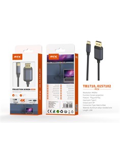 MTK Cable Tipo C/M a Displayport/M 4K 1.8Mtrs TB1710