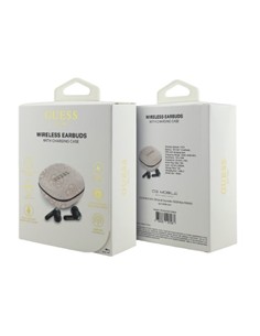 GUESS Auricular Bluetooth Logo Rosa Con Estuche de Carga Manos Libres Asitente Por Voz