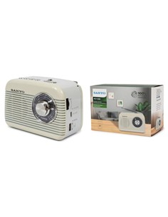 SANYO Radio Portatil Bluetooth Vintage FM/AM/SW KS136B Blanca Usb,Micro Sd,Recargable