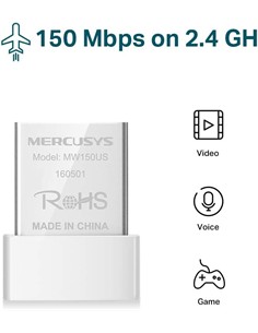 MERCUSYS Adaptador Wifi Nano N150 Mbps MW150US