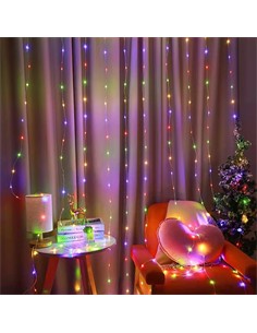 KLS Cortina  Luz Navidad Multicolor Interio/Exterior 360Led 3x1.80Mtrs 8 Funciones 85724