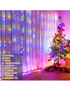 KLS Cortina  Luz Navidad Multicolor Interio/Exterior 360Led 3x1.80Mtrs 8 Funciones 85724