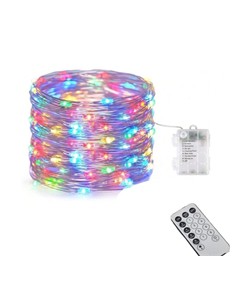 KLS Tira Luz Navidad Multicolor Exterior Pila 100Led 7Mtrs 8 Funciones 85937