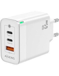 AiSENS Cargador Red Por Usb Y 2X Tipo C 65W Gan Blanco