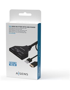 AiSENS Splitter Hdmi 1X2 Salidas Con Alimentacion Por Usb 4K 30Hz Full HD A123-0654